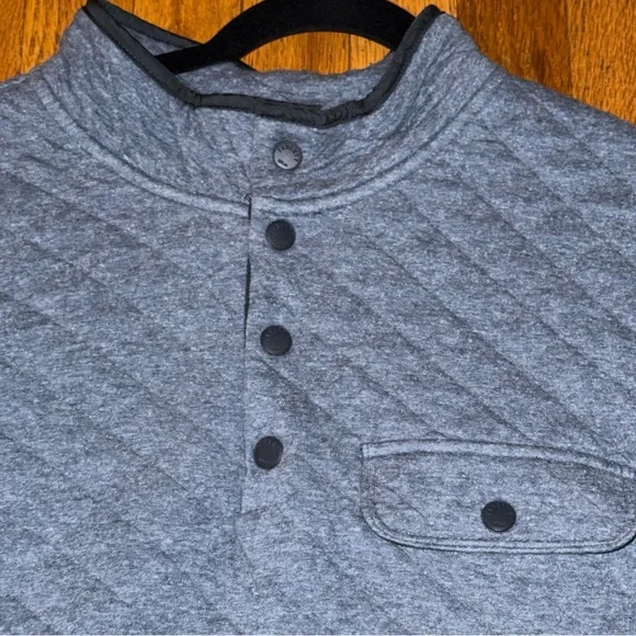 $188 Flaherty Men's Epic Quilted Fleece Pullover - Ocean Light blue Heather L V-Neck